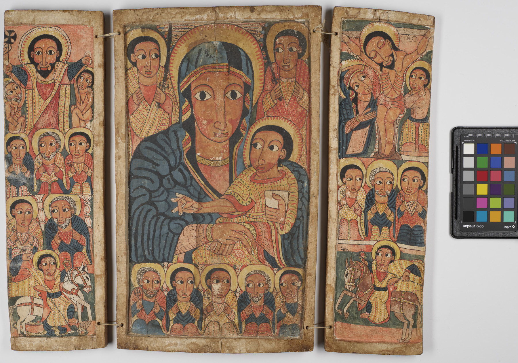 Image for Triptych with Virgin and Child Flanked by Archangels; Scenes from the Life of Christ; Apostles and Saint George and Saint Mercurius
